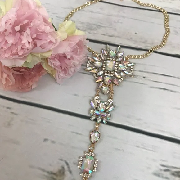 Boho Long Crystal Rhinestone Body Necklace Harness - Picture 10 of 16